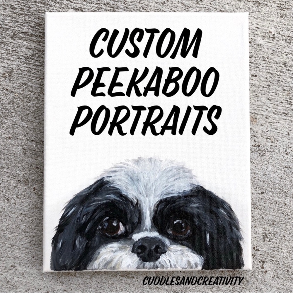 8x10 peekaboo Pet Portrait Hand painted minimalist